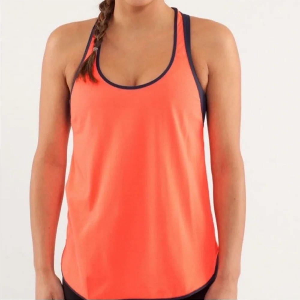 Lululemon 105 F Singlet Neon Orange Racerback Tank Top size 4